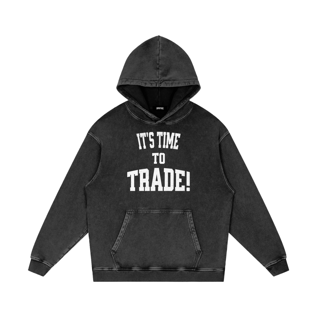 It's Time To Trade Snow Washed Loose Cotton Hoodie